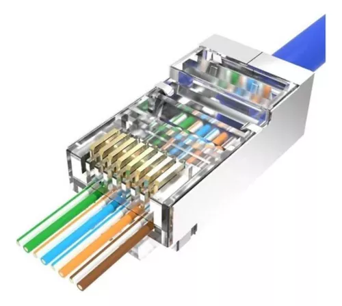 Conector RJ45 CAT6 Vazado Blindado Pacote C/10