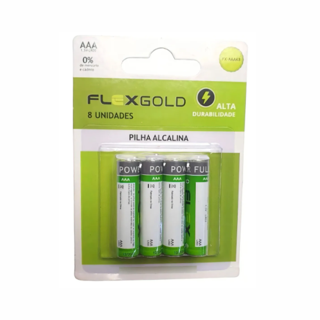 Design sem nome Pilhas Alcalina AAA C/8 Flex - Imagem 1