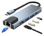 Hub USB C 5 em 1 Kp-ad143 Rj45/ 2x USB/HDMI/Knup