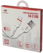 Cabo USB A para USB C 1 metro Cb-c100wh C3tech - Imagem 2