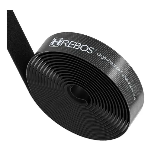 Abraçadeira Organizadora de Cabos em Velcro Rolo 5 Metros Hrebos - Preto